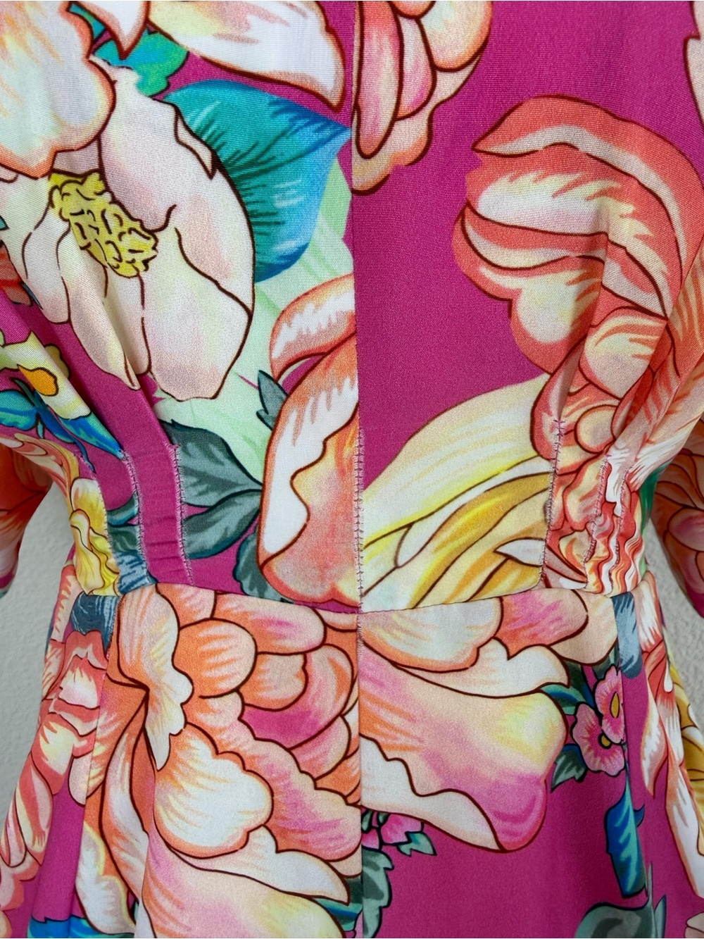 Anthropologie FARM Rio Eulalie Floral Wide Leg Jumpsuit, Peony Print, V-Neck - Picture 7 of 16